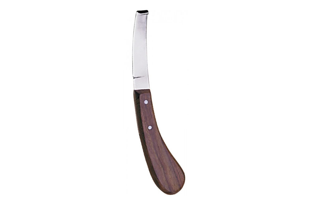 Right-Handed Hoof Knife With Wooden Handle